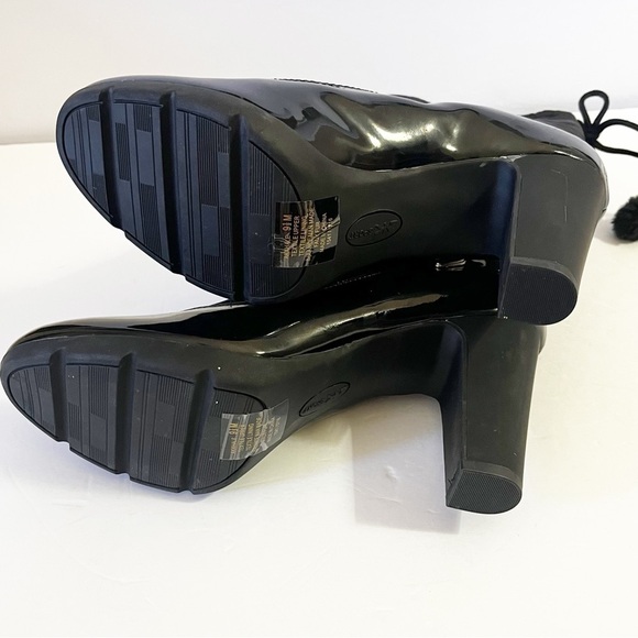 Anne Klein AK Sport Women Winter Boots Sz 9.5 Black Xhale Nylon Heeled Faux Fur - Picture 9 of 10